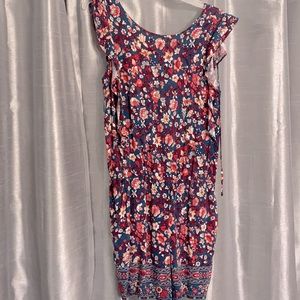 Floral open back shorts romper